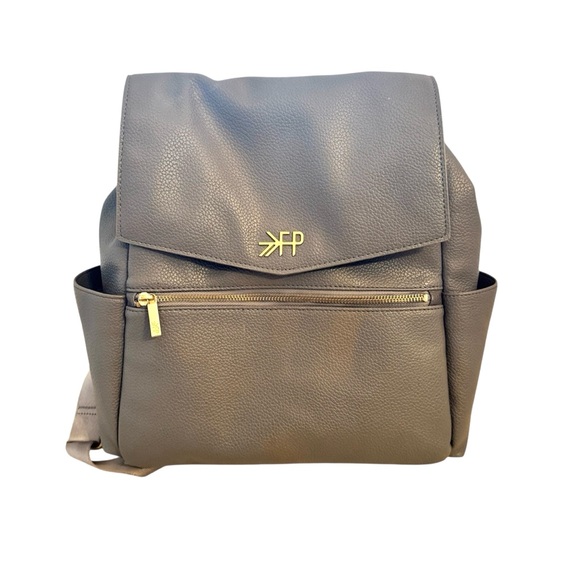 Freshly picked classic vegan leather stone gray mini backpack baby diaper bag - Picture 5 of 9